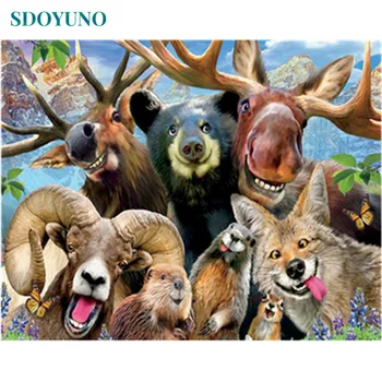 

SDOYUNO Painting By Numbers Paint By Number Framless DIY Canvas Painting Kits Animals Wall Art Digital Painting