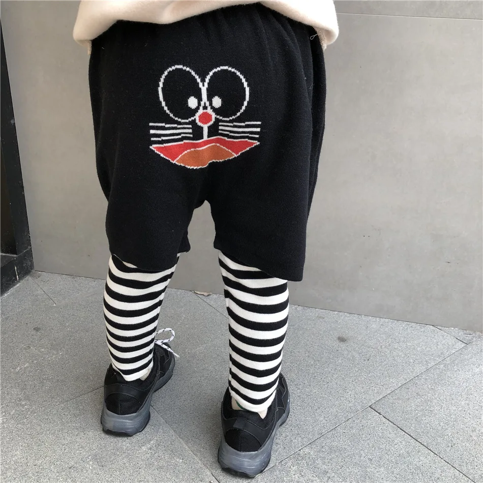 Tonytaobaby/новая осенне-зимняя одежда для мальчиков и девочек; детская одежда; полосатые хлопковые брюки для мальчиков