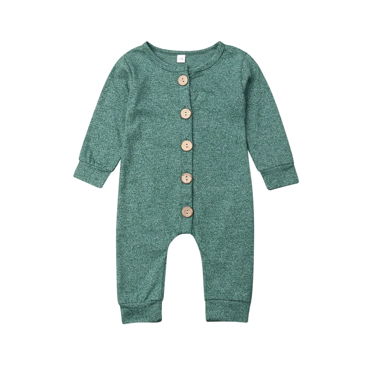 Зеленый Autumn/Winter Romper Kid Newborn Toddler Baby Boy Girl 5Color Button Cotton Long Sleeve Romper Jumpsuit Warm Clothes Outfit - Цвет: Зеленый