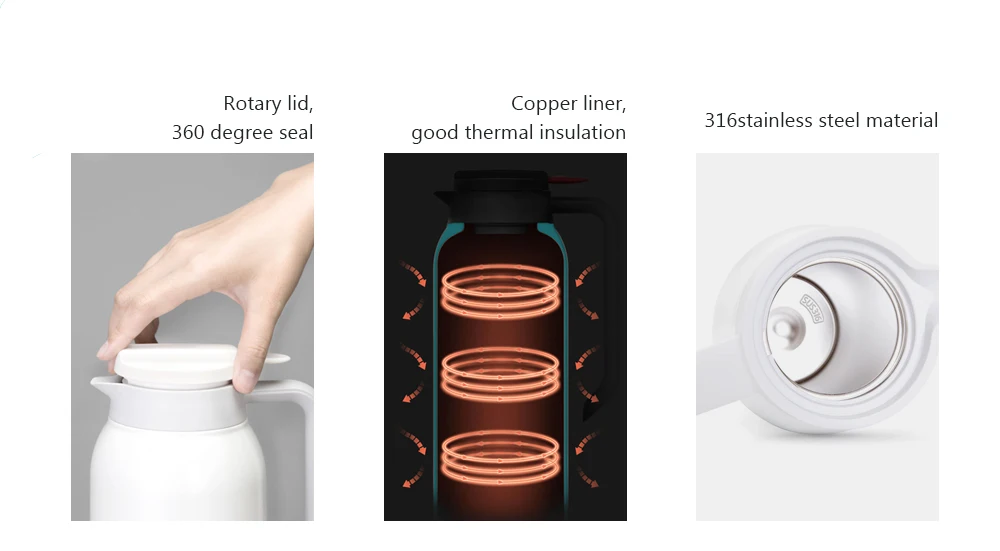 2 цвета Xiaomi Mijia VIOMI термо кувшин портативный 1,5 л чайник для воды из нержавеющей стали вакуумная колба термос чайник Xiaomi умный дом