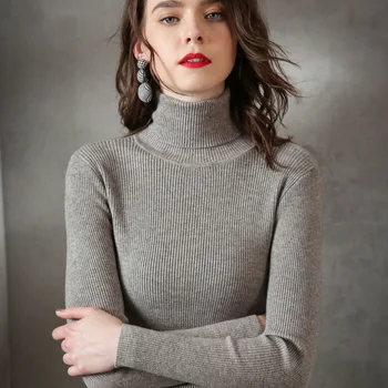 

Spring 2020 Women's Knit Turtleneck Sweater Casual Soft Elastic Pullover