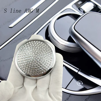 

For Mercedes Benz C Class W205 GLC X253 Car Styling Accessories Center Console Multimedia diamond Cover Decoration Stickers Trim