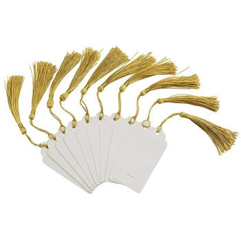 

100Pcs Imported Rectangular Kraft Paper Bookmarks Gift Tags Wedding Gifts Thank You Gift Tag Tassel