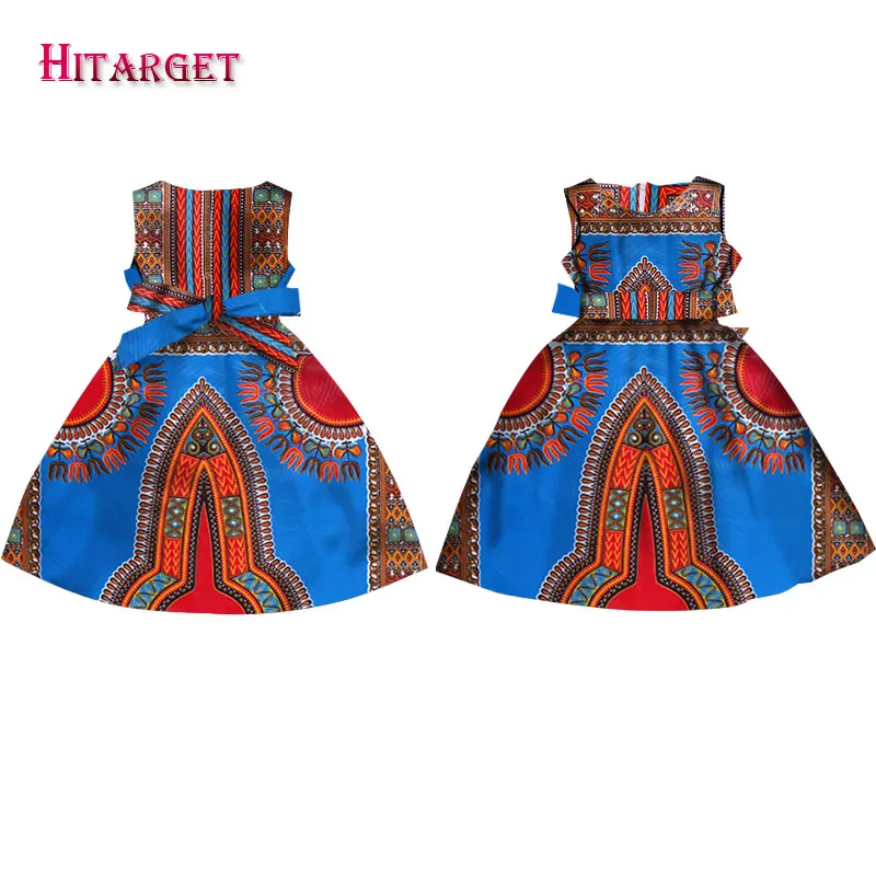 Модные африканские платья для девочек; Vestidos Kanga; одежда с принтом Дашики в африканском стиле; платье трапециевидной формы без рукавов; Java; WYT57