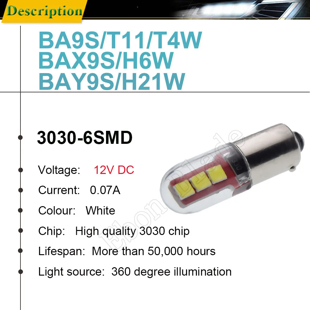 LED ڵ , BA9S BAX9S BAY9S, T4W, T11, H6W, H21W,    ̵  , ڵ  ,  12V DC, 2 