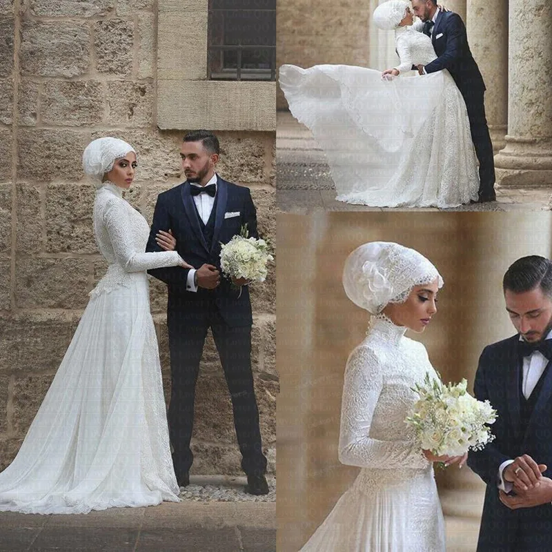 2019-Modest-Arabic-Dubai-Lace-Wedding-Dresses-High-Neck-Long-Sleeves-Muslim-Wedding-Dress-Vestido-De (1)
