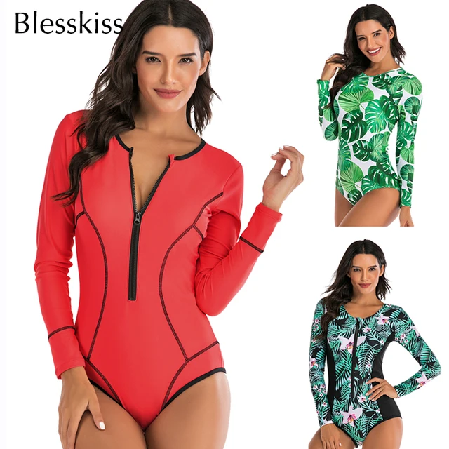 Zipper Long Sleeved Sport Swimsuit 1