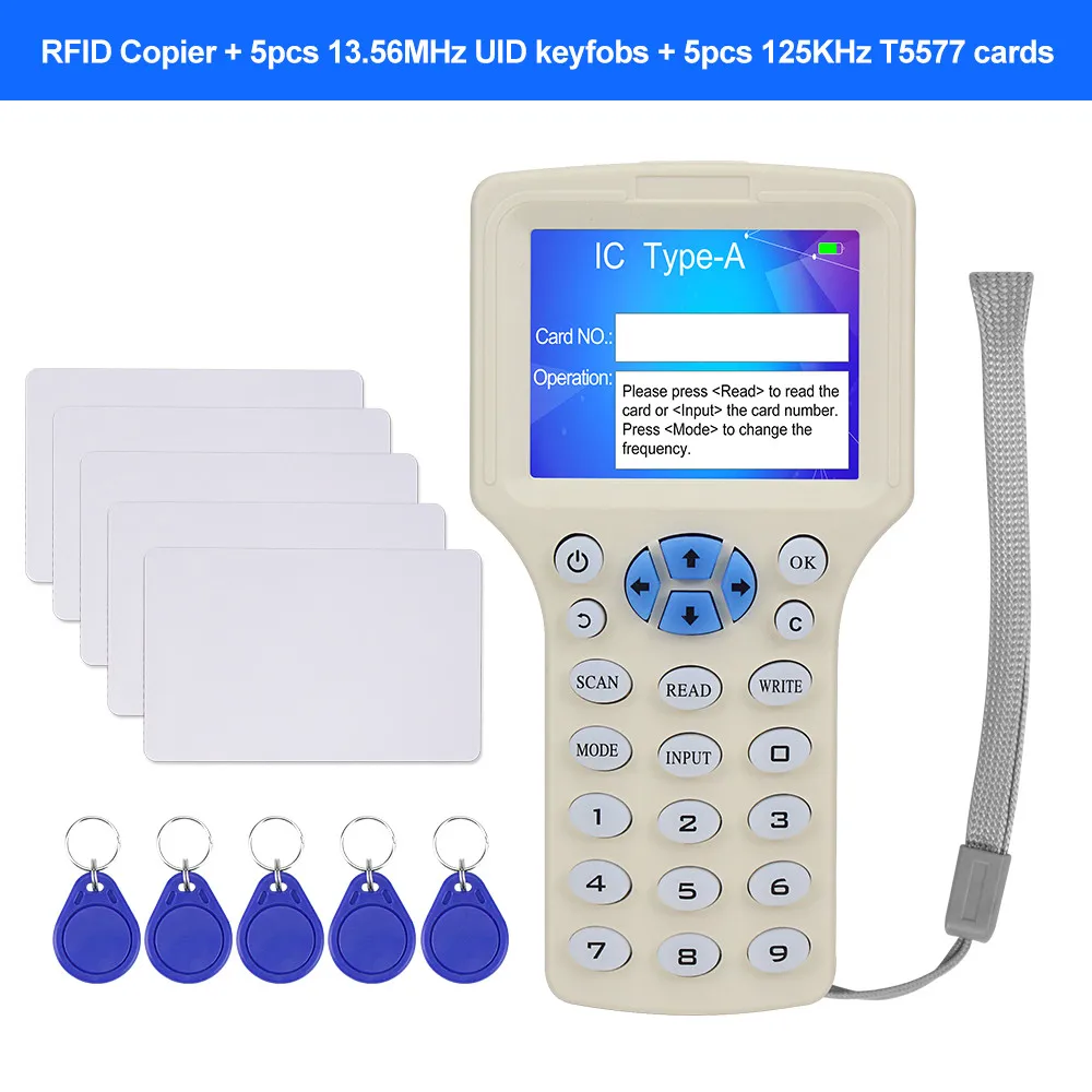 With Keyfobs Cards RFID считыватель смарт-карт Писатель NFC 13,56 МГц Копир 125 кГц Дубликатор Программист многочастотное декодирование программное обеспечение Поддержка USB - Цвет: With Keyfobs Cards