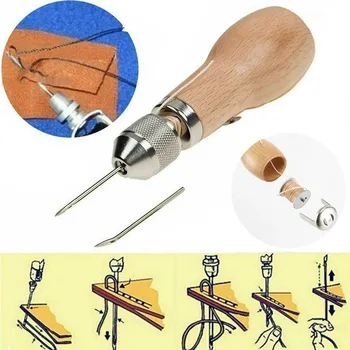 

Professional Leather Sewing Awl Tools Kit Needle And Waxed Leather Sail Canvas Heavy Speedy Repair Set
