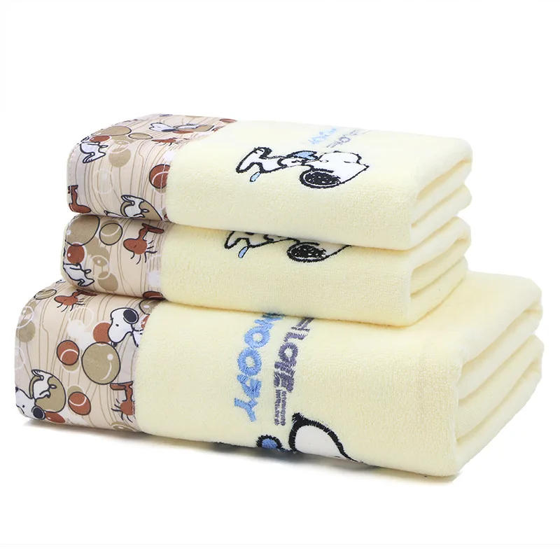

New Style Bath Towel Set 70*140 Snoopy Happiness Tree Bath Towel Logo Embroidery Towel