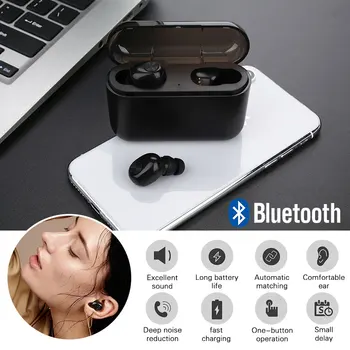 

Invisible Earphones Stereo Hearset Bluetooth 5.0 with Charging Box BL1 TWS Calls To Answer Mini Pop