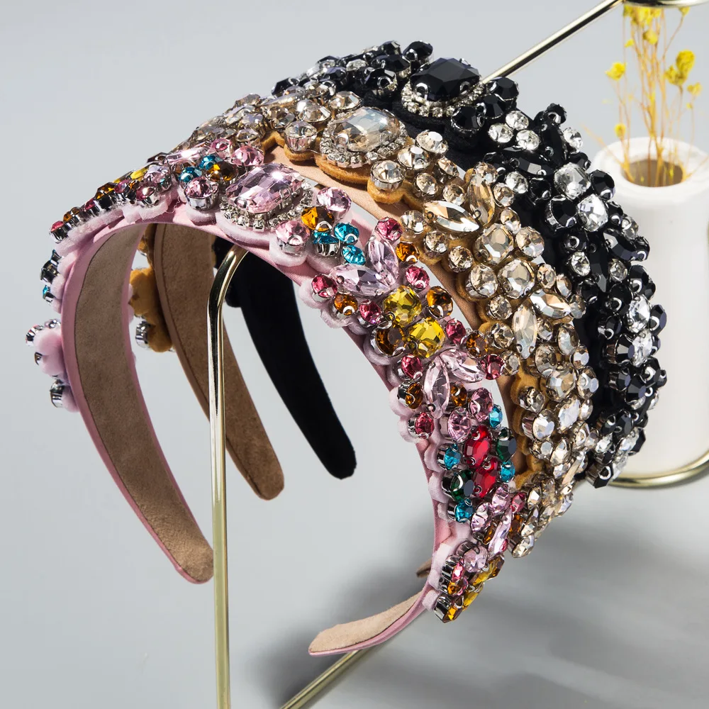 

Women Go Out Creative Big Brand Hair Hoop Set Color Water Drill Europe and The United States Headwear Headbands