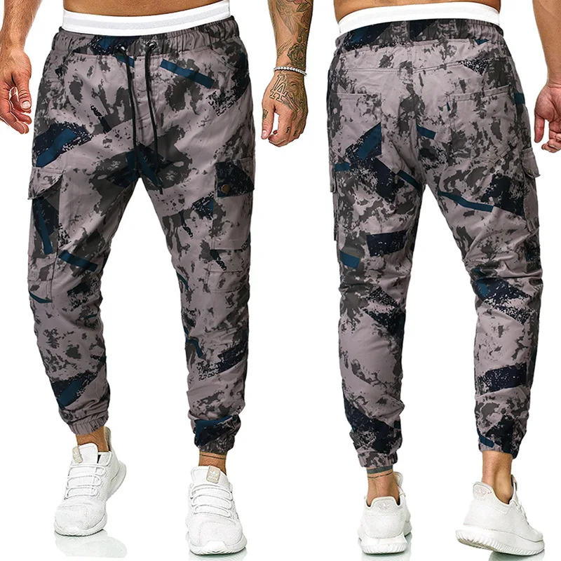 

2019 Ouma Autumn And Winter New Style Men-Style Contrast Color Camouflage Cargo Trousers Ankle Banded Pants 7135