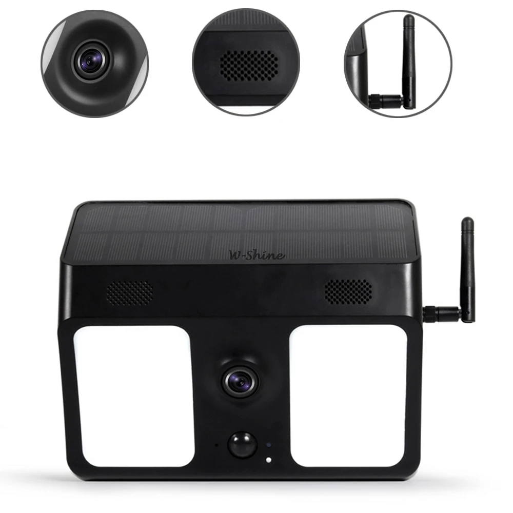Câmera de Segurança 2 em 1 ip ao ar Solar Wifi Câmera hd 1080 p Livre Lâmpada Pir Sensor Movimento Detecção Vigilância Led Luz