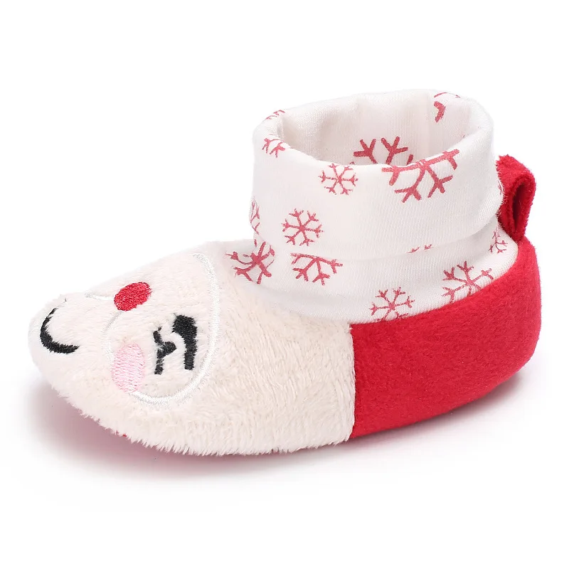 slipper1 Детская обувь; Рождественский подарок для мальчиков и девочек; зимние пушистые теплые тапочки; мягкие хлопковые мокасины для новорожденных - Цвет: slipper1