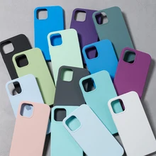 14 Max 13 Pro Max 12 11 Original Rainbow Silicone Logo For Iphone 6 7 8 Plus X Xr Xs Max Se Touch Skin Liquid Protection Cover