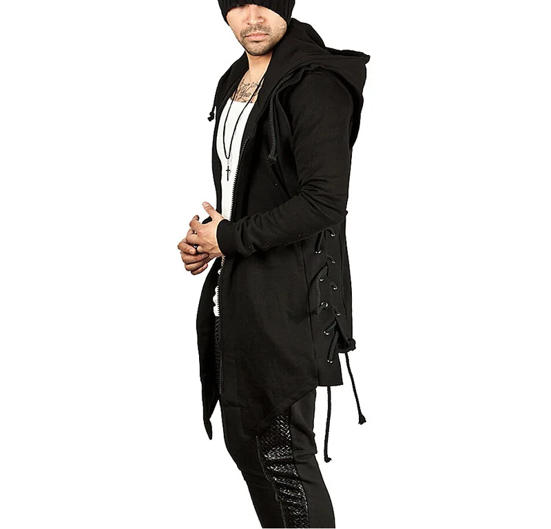 Мужчины s Assassins Creed Guard Hat Свободная кабельная цепь пальто черный защитный капюшон для мужчин