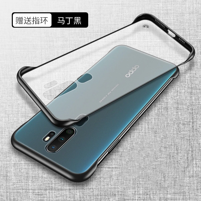 Для oppo A9 2020 чехол жесткий матовый прозрачный тонкий с кольцом защитный на заднюю