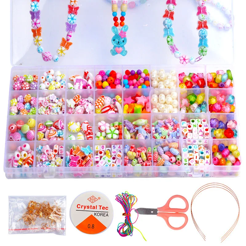 750 pièces bricolage fait à la main perlé jouet éducatif avec accessoire tissage Bracelet bijoux faisant des perles jouets pour enfants fille cadeaux,lacage bois fille silicone bracelet bracelet papillons enfant