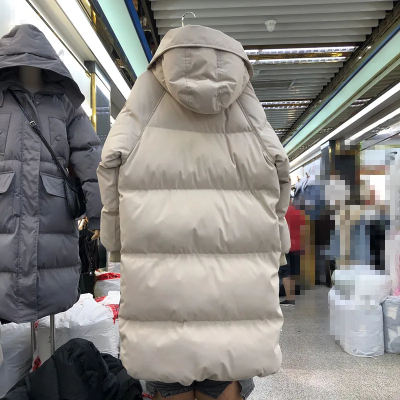 Long Parka Women Down Cotton-padded Jacket Women's Long Windproof Windbreaker Winter Loose Bread Coat Students Hooded Parkas