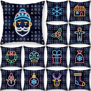 

1Pcs Christmas Tree Deer Santa Claus Colorful Pattern 45*45cm Polyester Cushion Cover Decorative Sofa Car Home Pillowcover 40983