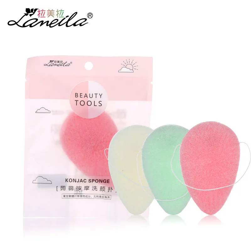 Konjac очищающий каплевидный аппарат для мытья лица в одной упаковке Konnyaku
