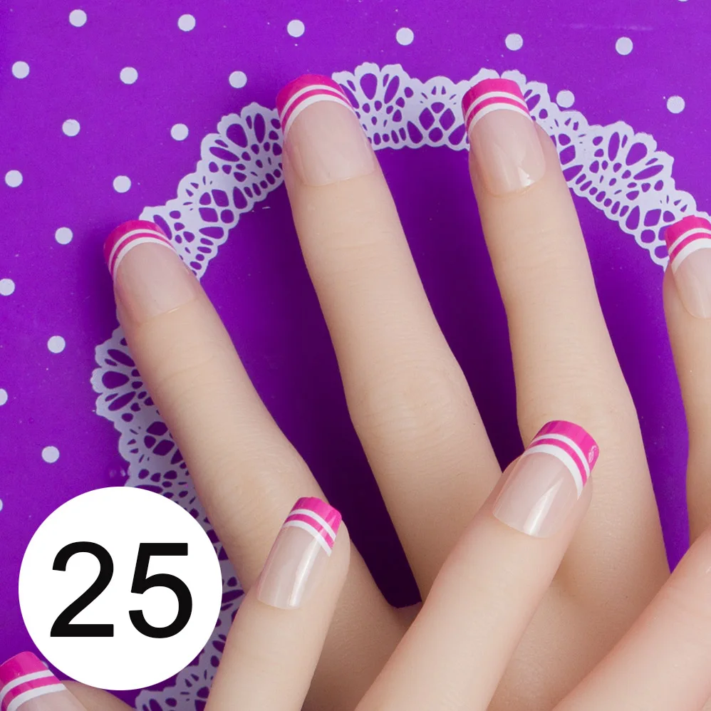 JQ 24 шт полные наклейки на ногти дизайн с клейкой лентой акриловый нажмите на ноготь советы накладные ногти для свадьбы Nep Nagels Faux Ongles - Цвет: 25
