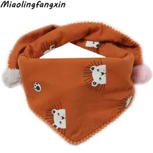 Милый детский шарф с животным принтом; сезон весна-осень; детский ветрозащитный шарф с воротником для мальчиков и девочек; детский треугольный шарф