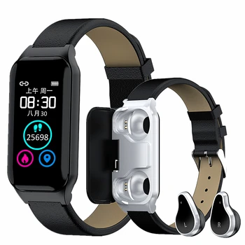 

2020 Smart Band Bluetooth 5.0 TWS Earphone 2 in 1 Men Women Smart Watch Heart Rate Monitor Bluetooth Call Siri Fiteness Bracelet