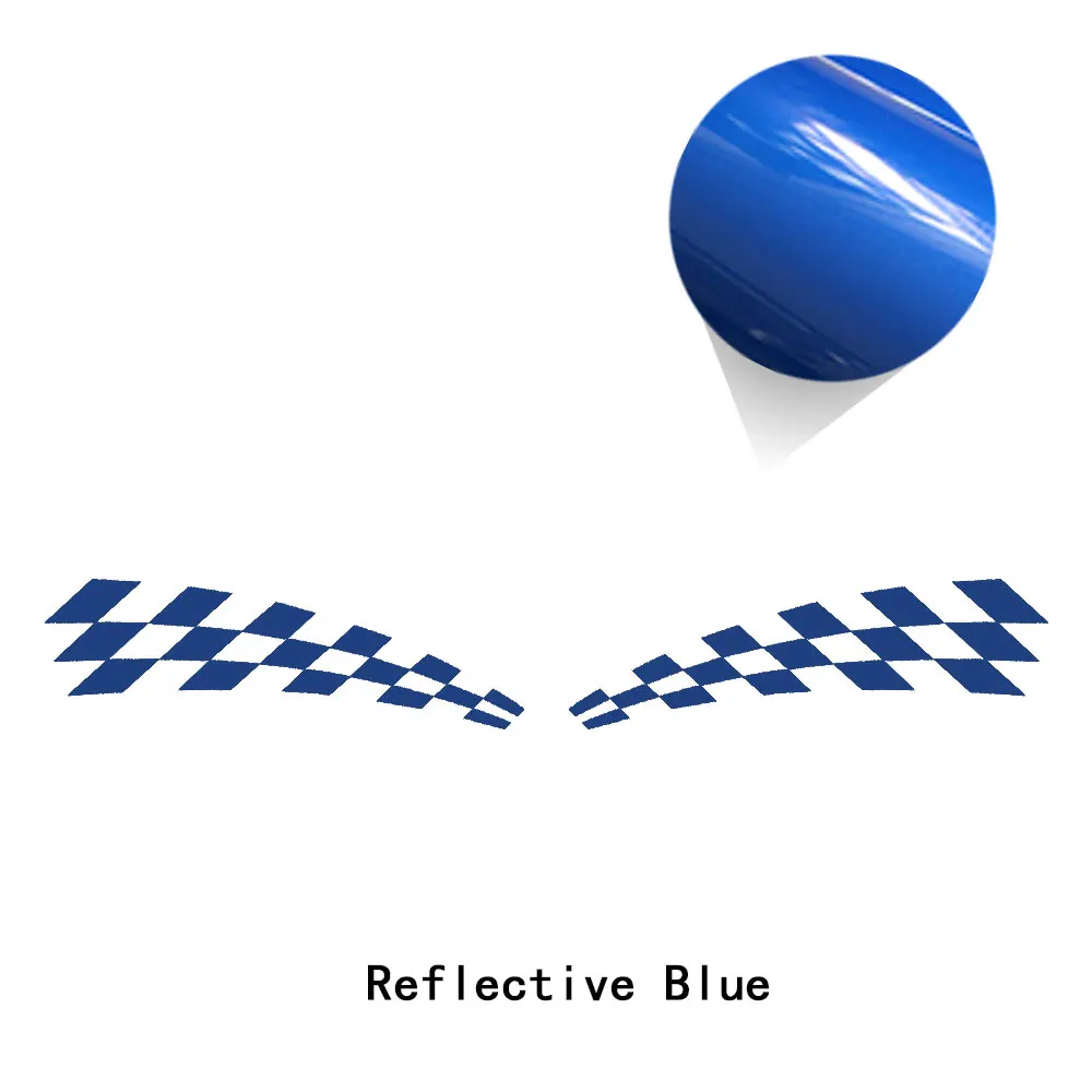reflective blue 2 шт клетчатый флаг для укладки двери автомобиля боковые полосы наклейка для тела наклейка для MINI Cooper S Clubman F54 One JCW аксессуары - Название цвета: reflective blue