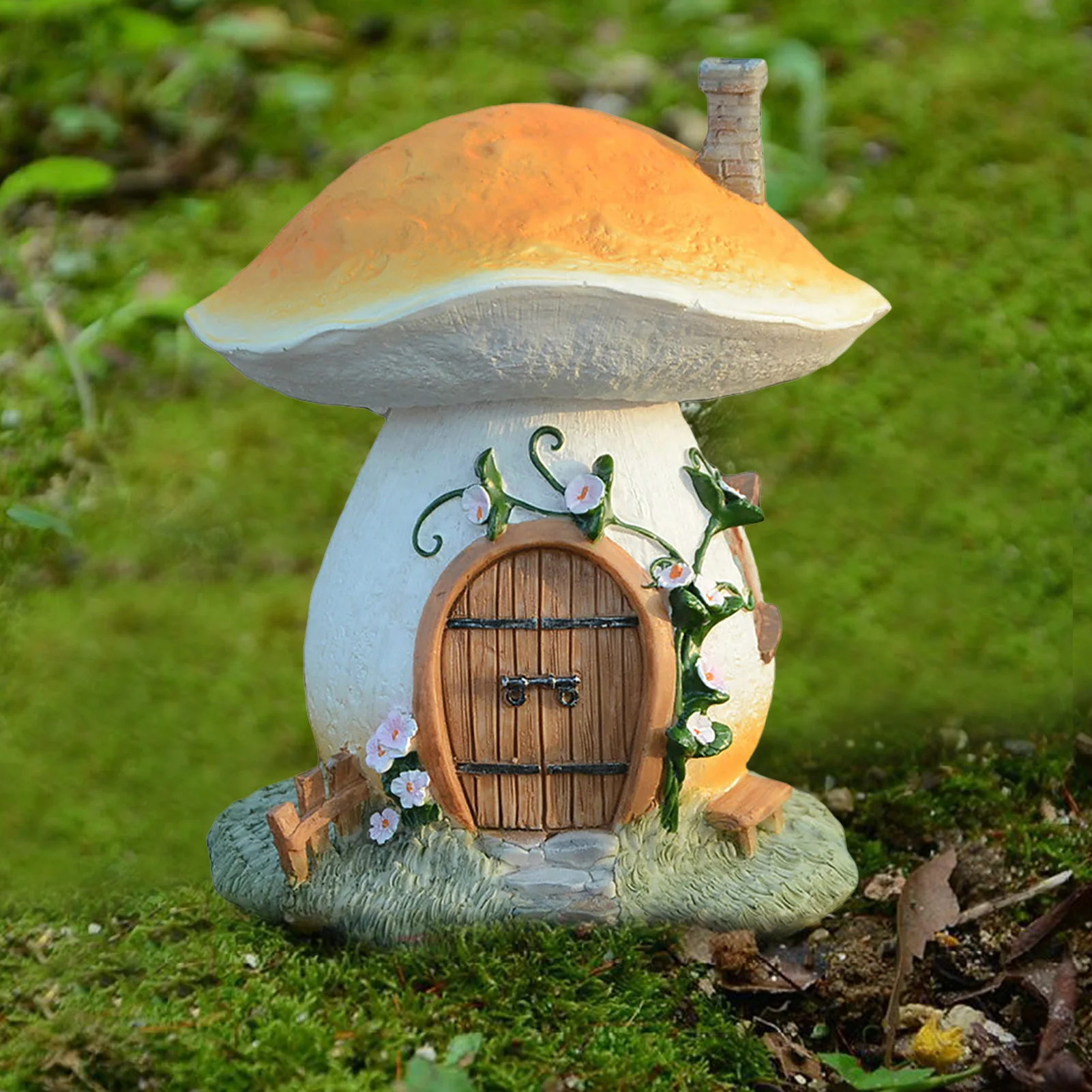 CuteMushroomHouseMiniatureResinOrnamentFairyGardenFlowerPotted
