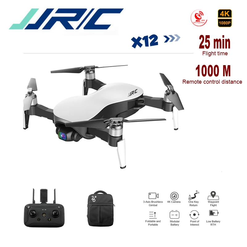 

Jjrc Rc Selfie Drone 25 Mins 1000m 5g Wifi Fpv Dual-mode Positioning Anti-shake 3 Axis Gimbal Jjrc X12 4k Drone With Camera Gps