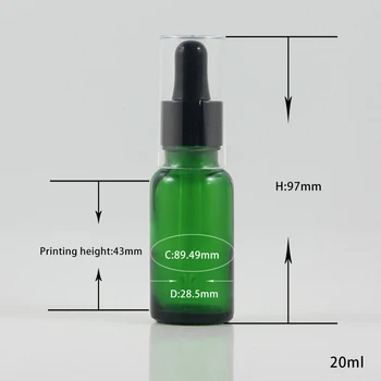 

High quality 20ml green glass dropper bottle with black rubber and glass pipette