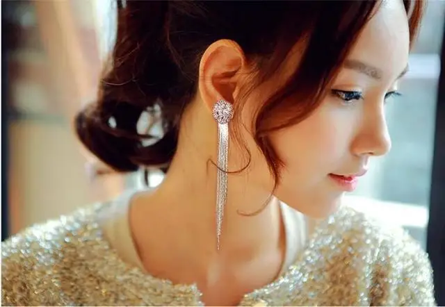 Корейские модные ювелирные изделия личности темперамент серьги с кисточками и кристаллами Свадебные серьги Oorbellen серьги для женщин длинные серьги