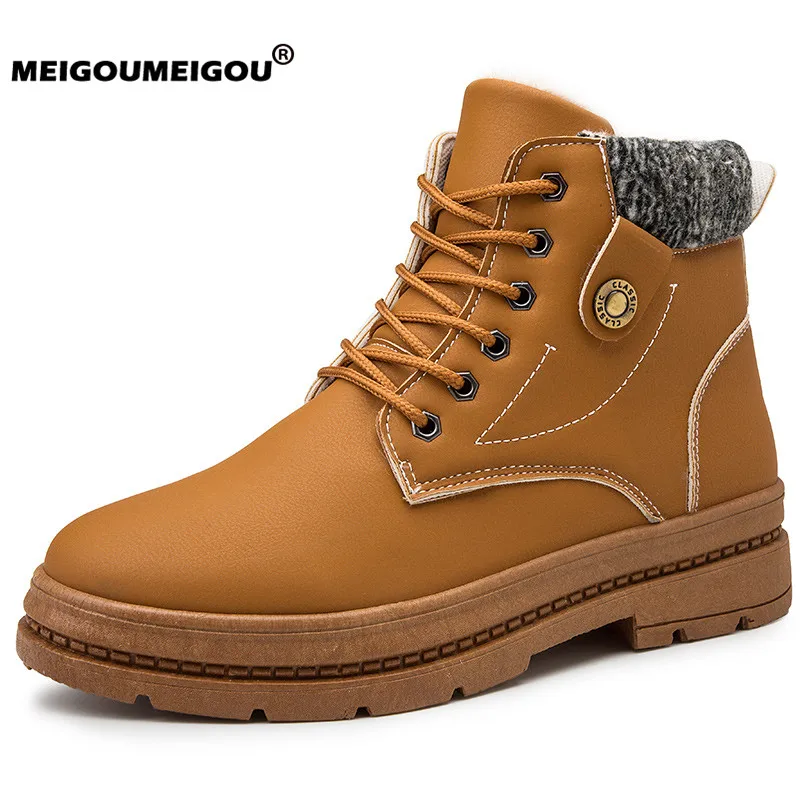 

Men Snow Boots Warm Winter Shoes Men High Quality Men's Ankle Boots Non-slip Winter Sneakers Men Waterproof Casual Leather Boots