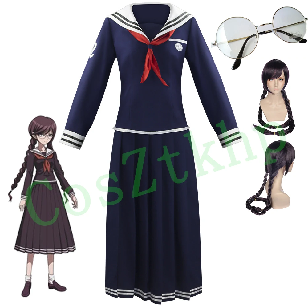 Anime Danganronpa Dangan-Ronpa 2 Toko Fukawa Cosplay Costume School Uniform With Wig Glasses | Тематическая одежда и