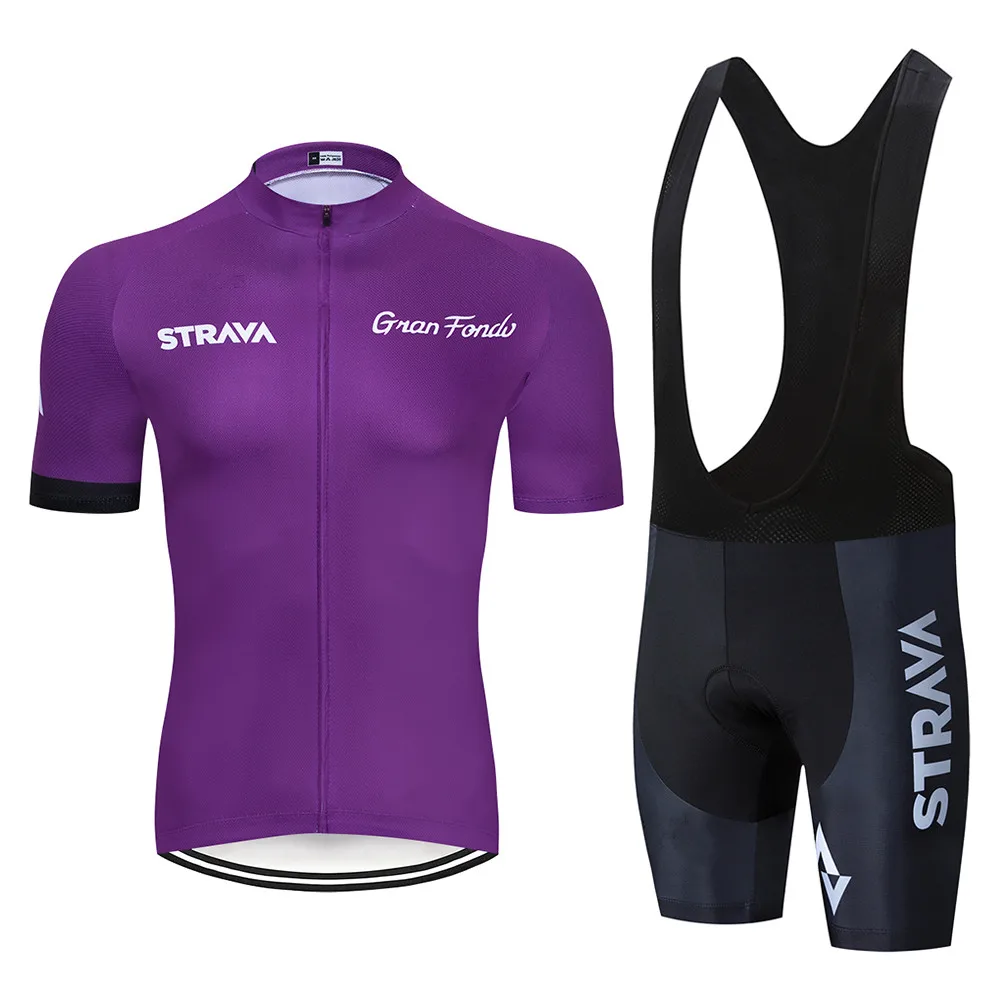2021 STRAVA Pro Team summer cycling Jersey set Bicycle Clothing Breathable Men Short Sleeve shirt Bike bib shorts 20D Gel pad