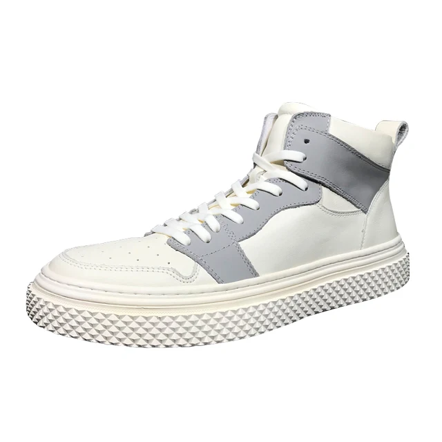 US $84.49 Hip hop mens casual High Quality Genuine Leather white boots autumn winter British cowhide chelsea 