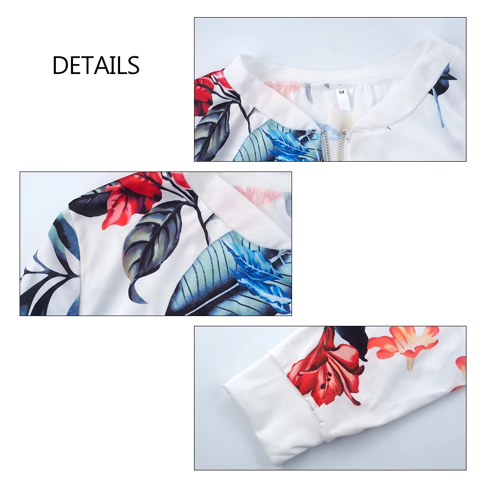 remarkable  Print Bomber Jacket Women Flowers Zipper Up Retro Coat Spring 2019 Summer Long Sleeve Basic Plus Si
