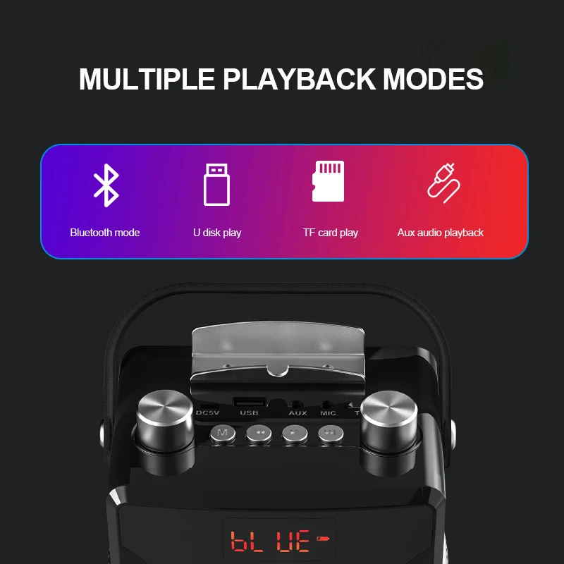 Портативный динамик Bluetooth 5,0 открытый беспроводной FM радио микрофон Поддержка TF карты MP4 Компьютер KTV вечерние сабвуфер