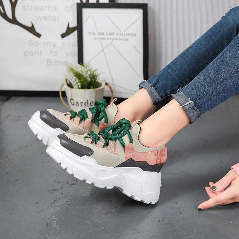 

Athletic Shoes Women's Korean-style Ulzzang Harajuku Versatile Elevator WOMEN'S Shoes 2018 New Style Women's Summer Thick Bottom