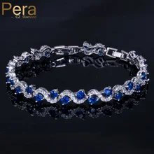 Pera 5 цветов Варианты Модные женские Стерлинговое Серебро, кубического циркония королевский синий камень Браслеты украшения для Рождественский подарок B017