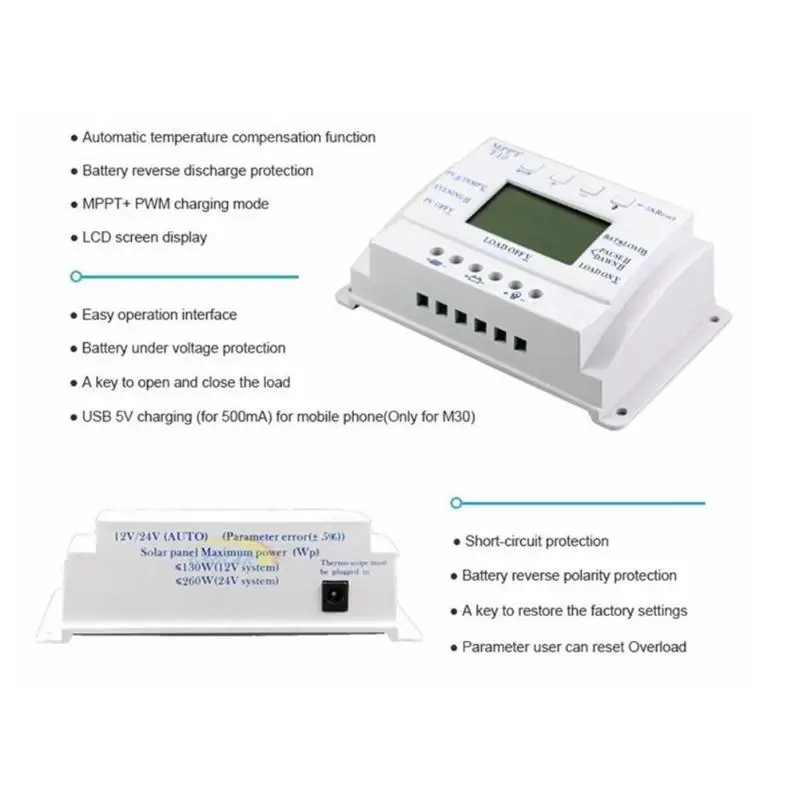 ЖК-дисплей Дисплей 10A со слежением за максимальной точкой мощности 12 V/24 V Панели солнечные Батарея регулятор заряда Управление; регулируемый заряда и разряда Управление параметры