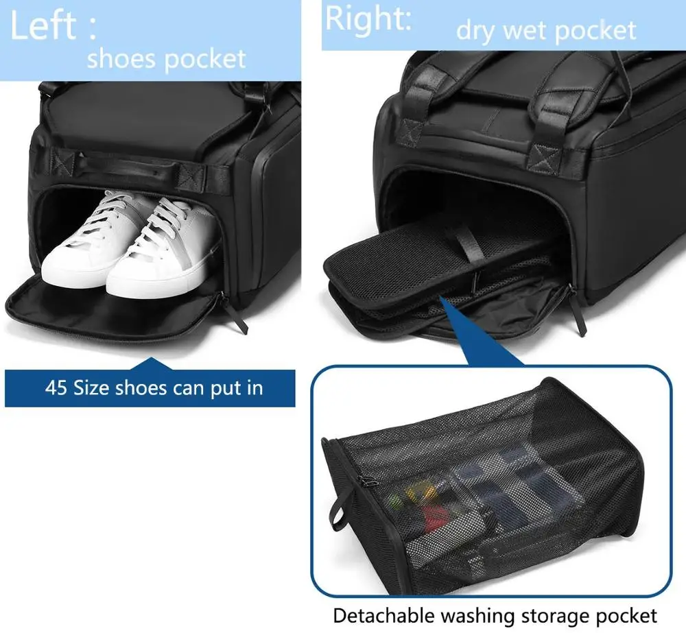 Men Business Travel Bag Laptop Backpack Shoulder Trip Outdoor Shoulder Bags Multi-function Dry Wet Duffel Weekender Rucksack 4