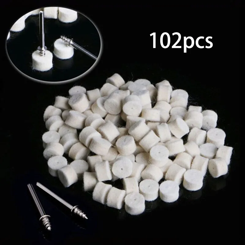 

50Pcs Grinding Polishing Buffing Round Wheel Pad Wool Felt +1 Rod 3.2mm Shank Metal Surface For Dremel Rotary Tools Accessories