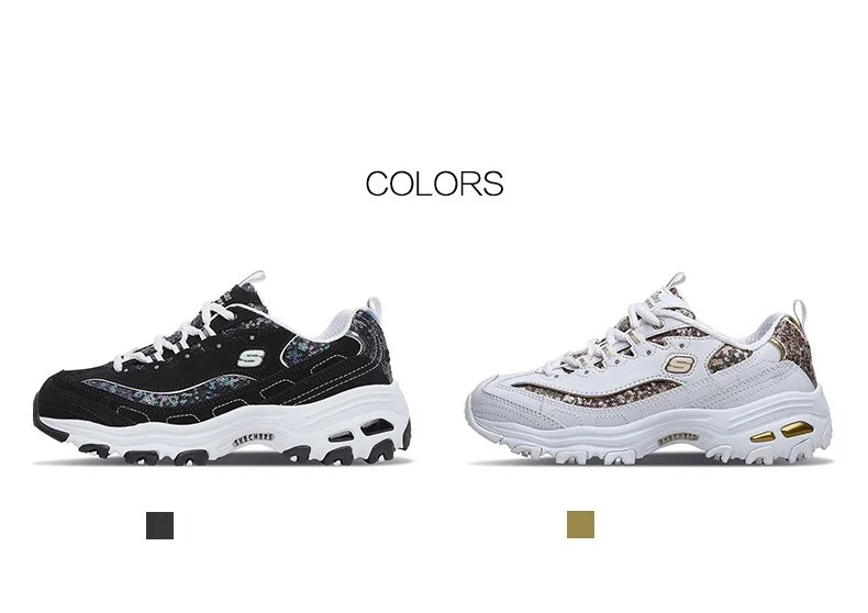 Skechers туфли в повседневном стиле; Для женщин D'lites, на платформе ботинки с массивным каблуком кроссовки удобные женские туфли на плоской подошве модные папа обувь Брендовая оригинальная 11916-BKW