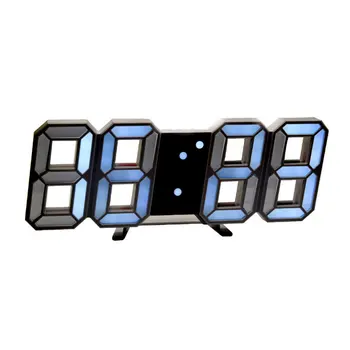 

3D LED Digital Alarm Clock Black Frame Blue Word White Frame Blue Word Contracted Style Modern Style Home Accessories
