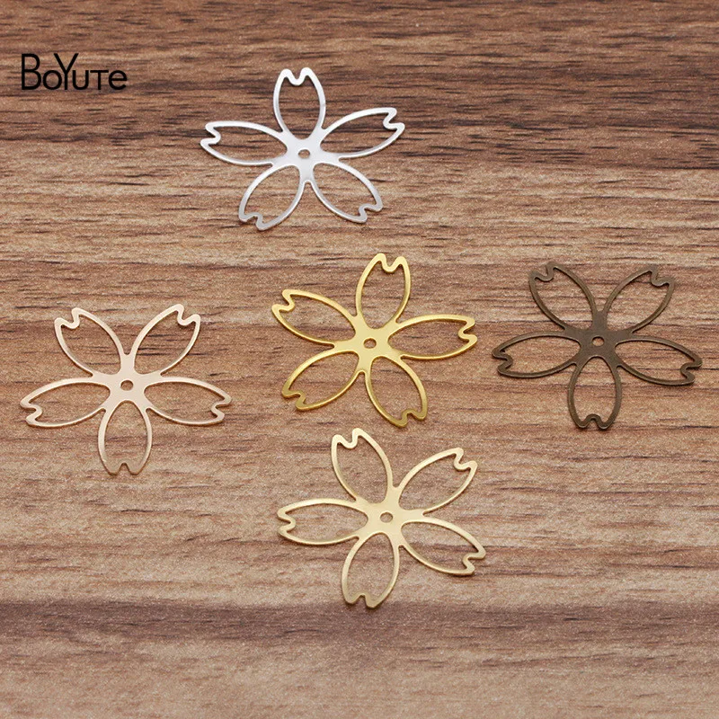 

BoYuTe 100Pcs Metal Copper 27MM Flower Stamping Plate Hand Made Diy Jewelry Accessories Parts