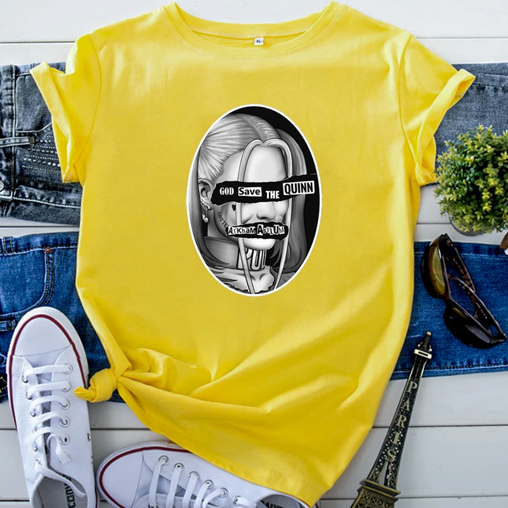 T-Shirts Harleen Quinzel Pattern Printing Women'S T-Shirt Harajuku Goth Tshirts For Woman Korean Style Punk Short Sleeve Tops