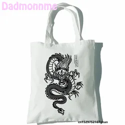 BAG Fashion Chinese Dragon Cartoon Shoulder Bags Large Capacity Wild Messenger Bag Summer New Cute Fun Canvas Handbag Tote Bag